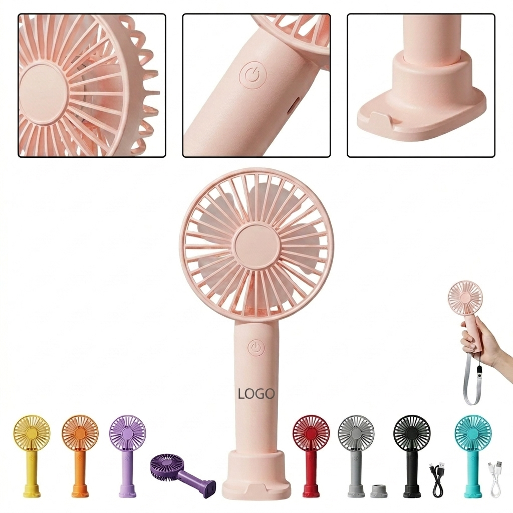 BreezeMate Pro: USB Rechargeable Mini Handheld Fan with Phone Stand Base
