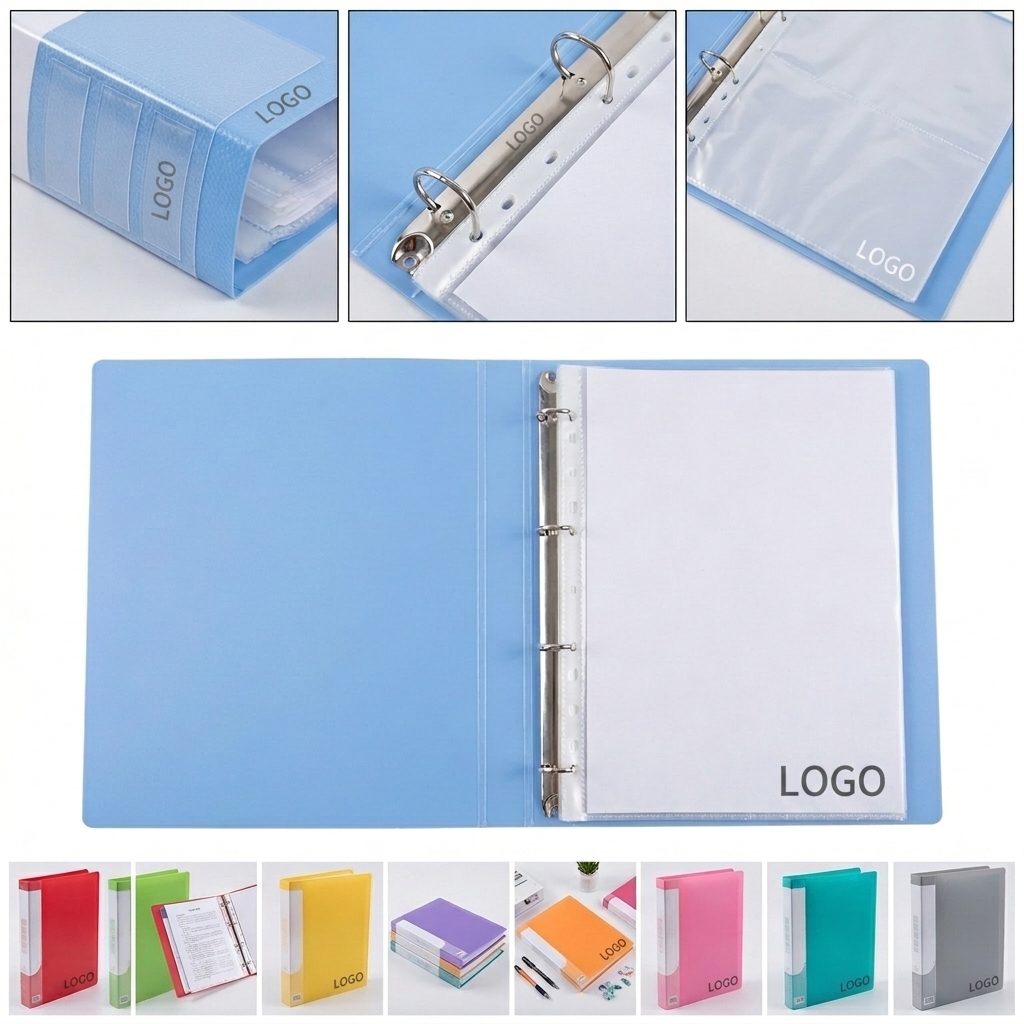 Light Blue A4 Ring Binder with Translucent PP Hard Cover