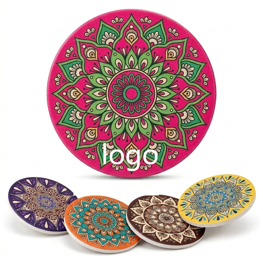 Round Cork-Backed Coasters - Premium Absorbent Ceramic Gift Set