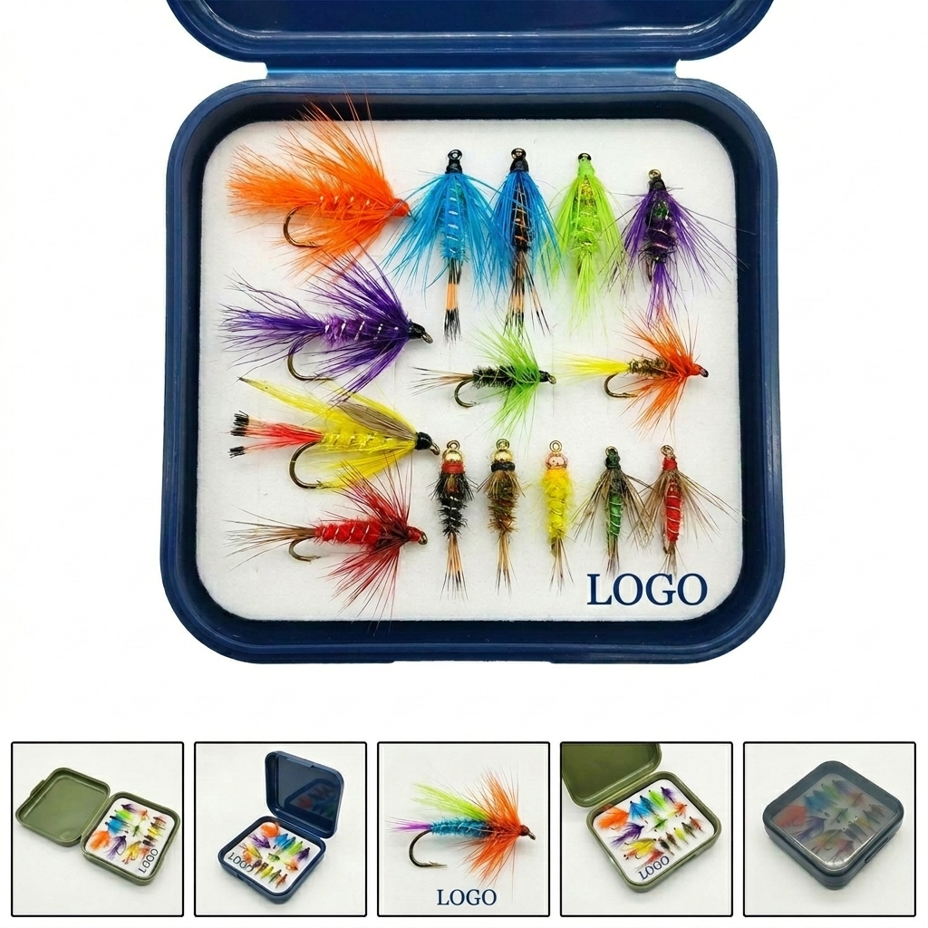 14-Piece Multi-Color Lifelike Fly Fishing Lure Kit