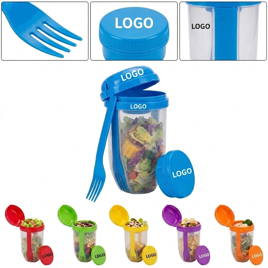 1000ml Portable Salad Shaker with Dressing Container and Fork