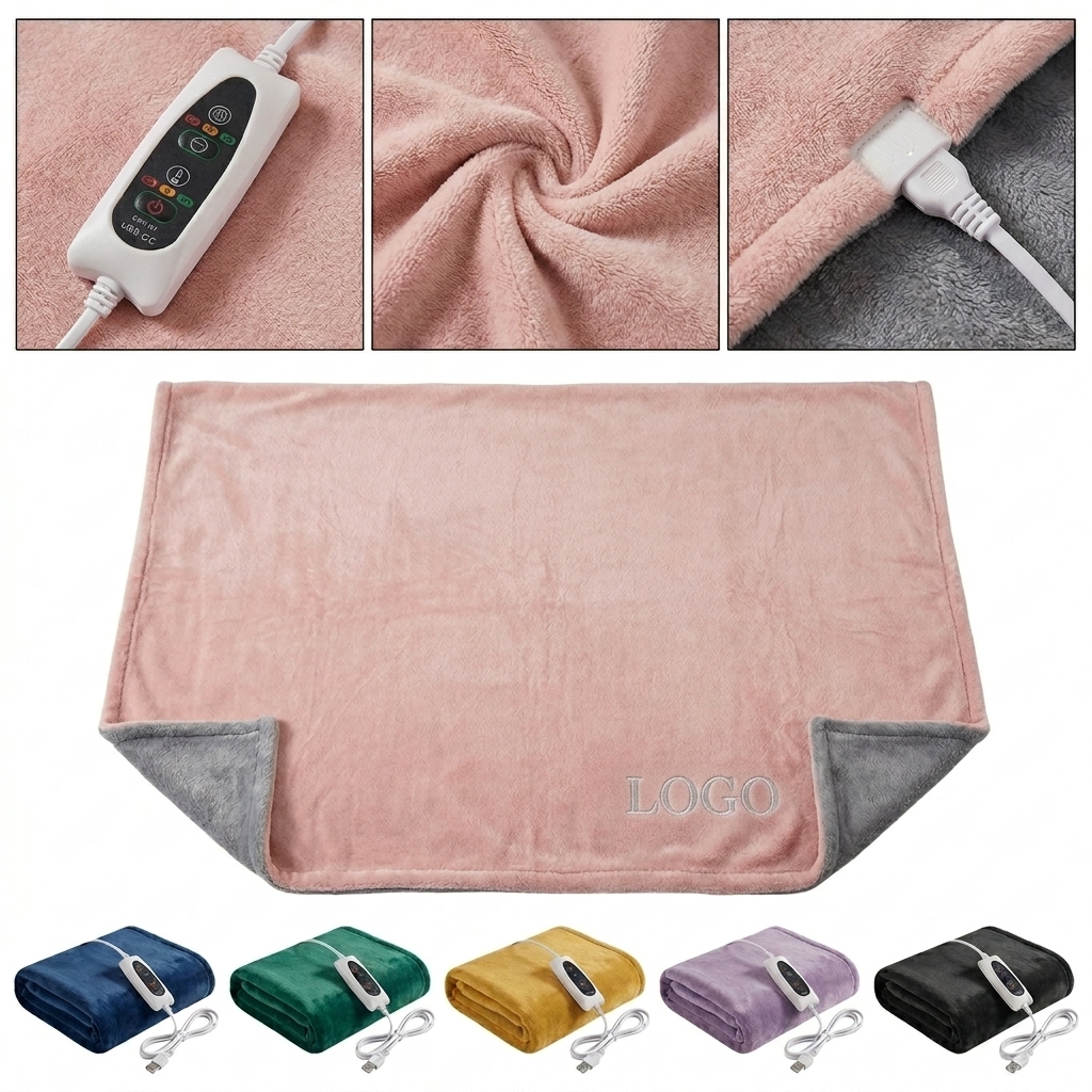 CozyCharge 3-Tier Auto-Off Heated Flannel Wrap Blanket