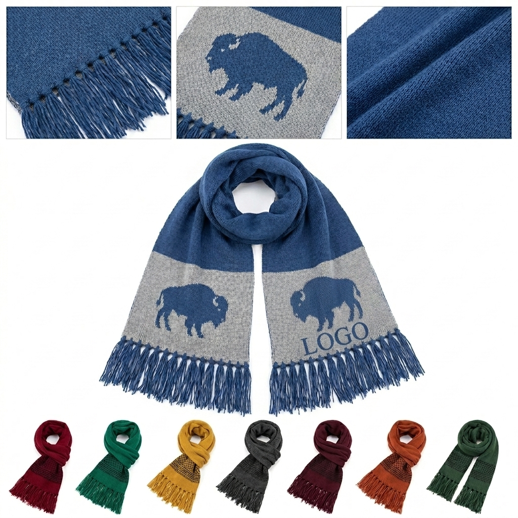 Personalized Acrylic Knit Scarves for Sports Teams and Schools