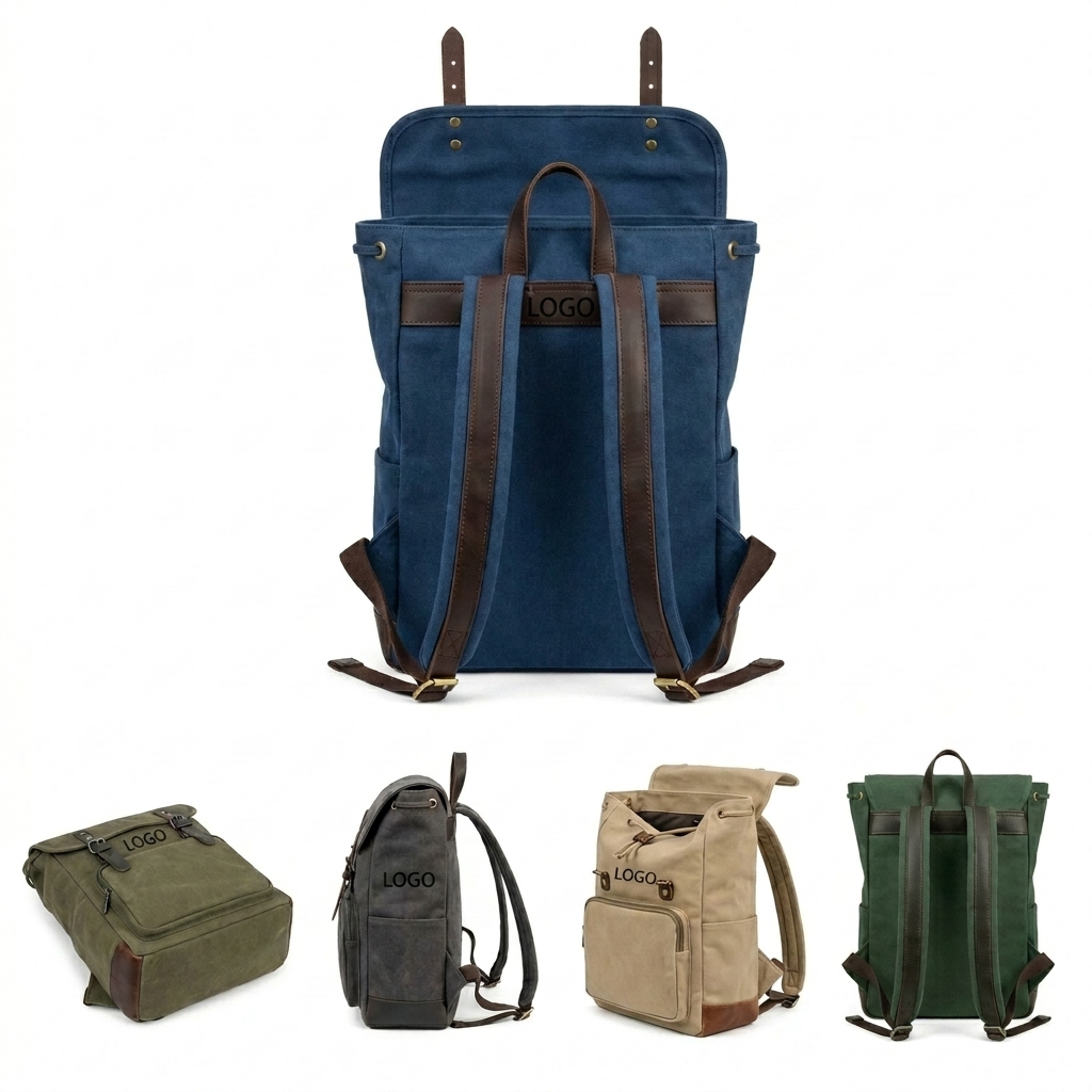 Waxed Canvas Commuter Rucksack with Laptop Compartment