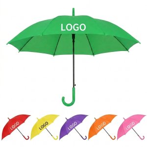 Kids' Solid Color Auto-Open Umbrella with Crook Handle