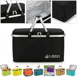 Insulated Folding Picnic Basket with Removable Waterproof Inner Bag