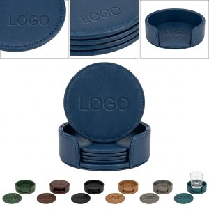Premium Round PU Leather Coasters Set for Tables - Durable & Elegant