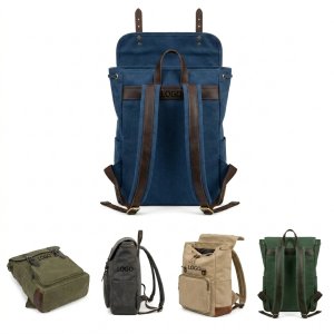 Waxed Canvas Commuter Rucksack with Laptop Compartment